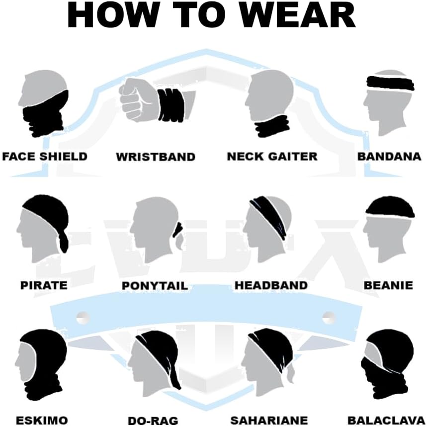 6 Pack Bandana - Seamless Headband, Unisex, Face & Neck Protection, Scarf, Neck Gaiter, UV Protection, Outdoor Sports - Image 9