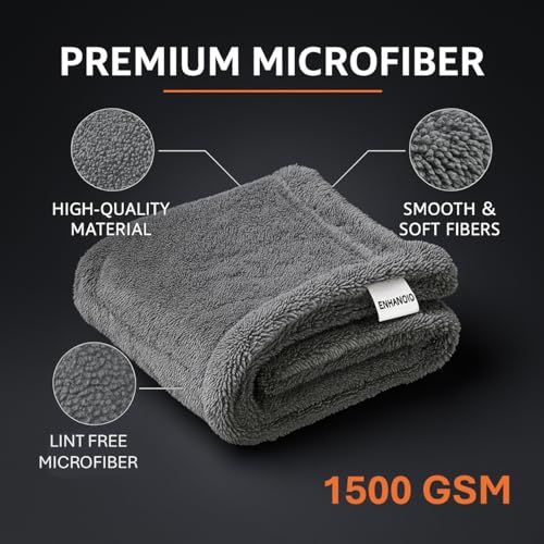 Image of 1500 GSM Microfiber Drying Towel 60x40 cm | Twisted Loop Ultra Plush Edgeless Cloth | Super Absorbent Lint Free Scratch Free for Car Bike Kitchen Home Cleaning | Auto Detailing | Grey