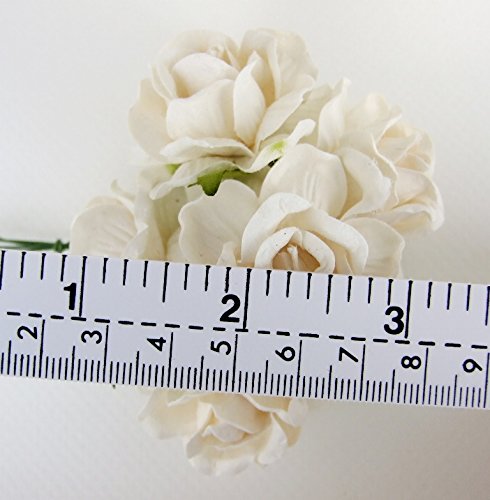 50 Stück Handgefertigte Maulbeerpapier-Rosen, 18 Mm, Weiß Mit Rosa Innenseite - Für DIY, Hochzeit & Scrapbooking