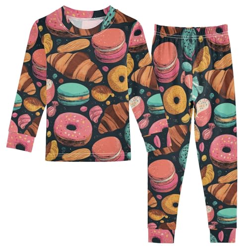 Pajama Sets Long Sleeve Sweet Pastries and Donut Soft Comfy Sleepwear 2 Piece PJS 3-8T