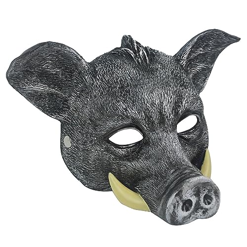 Hosfairy 1Pcs Halloween Horror Animal Wild Boar Mask Pig Mask for Halloween Christmas Masquerade Carnival Costume Party Props (Black)
