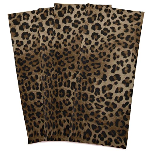 Naanle Animal Leopard Print Kitchen Towels - 6 Pack Reusable Dish Cloths - Absorbent Hand, Tea & Bar Towels - 28 x 18 in