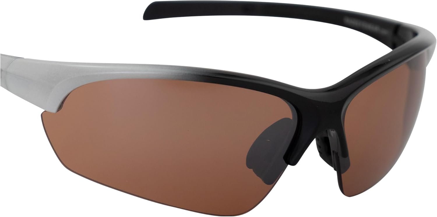 Raze Eyewear S-Wave Wrap Around Sports Sunglasses for Men or Women Black to White Gloss Frame w/High Definition Brown Lenses - Image 6