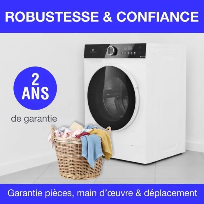 Lave-linge séchant - CONTINENTAL EDISON - CELS106W - 10kg / 6kg - Moteur induction directe - 60 cm - 1200 trs/min - Blanc
