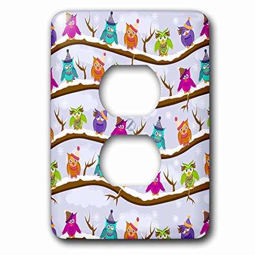 Cache-prise double chouettes au design multicolore artistique 3dRose LSP_201640_6