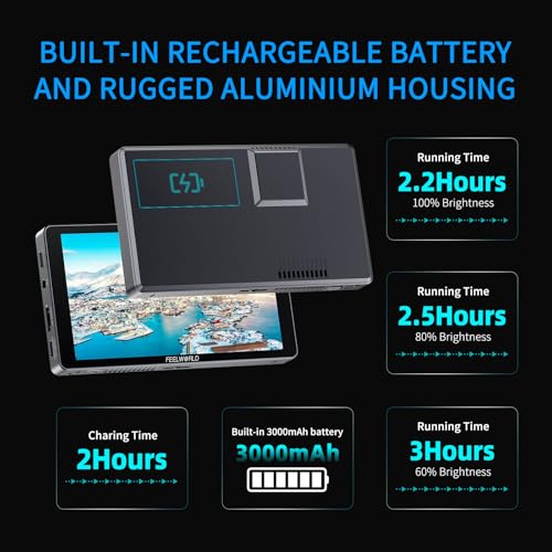 Image of FEELWORLD P6XL 6 inch 1200nit Aluminium Camera Field DSLR Monitor Touchscreen High Brightness Portable Waveform HDR 4K HDMI Input and Output 3D LUT Out Weight 330g