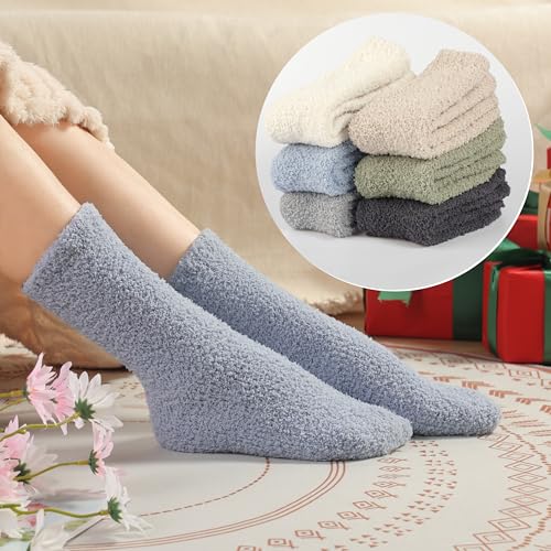 Blu Ninfee Kuschelsocken Damen Flauschige Kuschel Socken 6 Paar, Dicke Weiche Bettsocken Schlafsocken Mädchen, Warm Winter Flauschsocken Kuschelige Socken