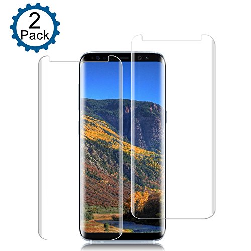 [2-Pack] Galaxy S8 Screen Protector, Auideas [9H Hardness][Anti-Scratch][Anti-Bubble][3D Curved] [High Definition] [Ultra Clear] Glass Screen Protector for Samsung Galaxy S8