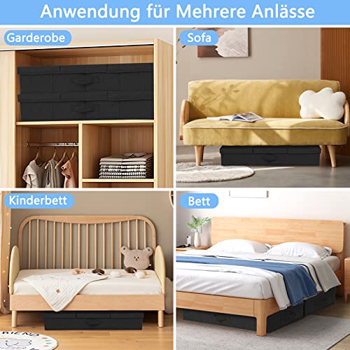 JUPELI Unterbett-Aufbewahrungsboxen mit Deckel, 2 Stück, 15cm Hoch, Schwarz – Ansicht 4