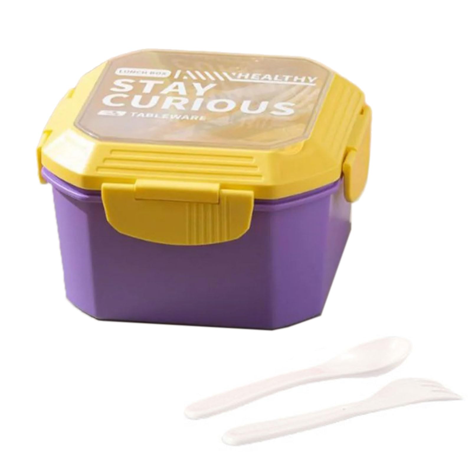 MICFENY Large Capacity Designs Salad Bowl With Leakproof Sauce Container and Forks for Lunches Microwaves Safe