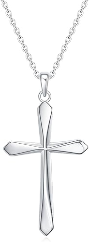 Rnivida 925 Sterling Silver Cross Pendant Necklace, Simple Cross Jewelry Gift for Women Teen Girls