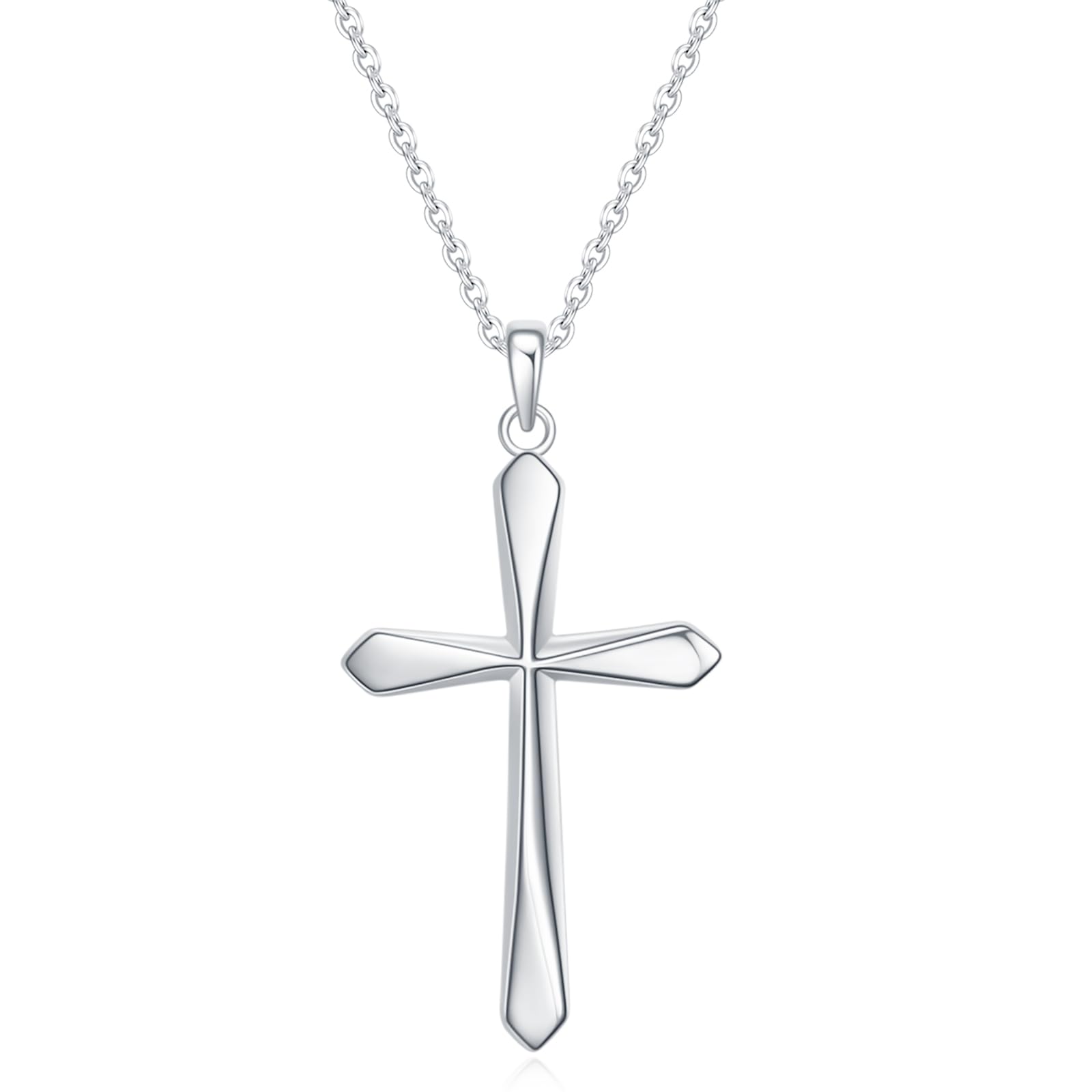 925 Sterling Silver Cross Pendant Necklace, Simple Cross Jewelry Gift for Women