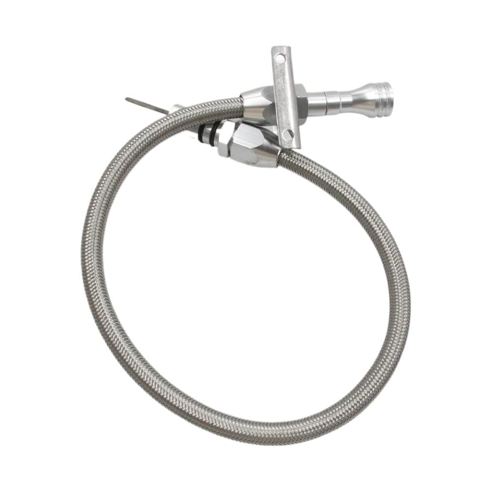 Aruwswoce Silver Mount Flexible Braided Transmission Dipstick Stainless Steel Tube Compatible With Gm 4L80e 4L60e Sbc Bbc Th350 Th400 Turbo 700R4(Silver)
