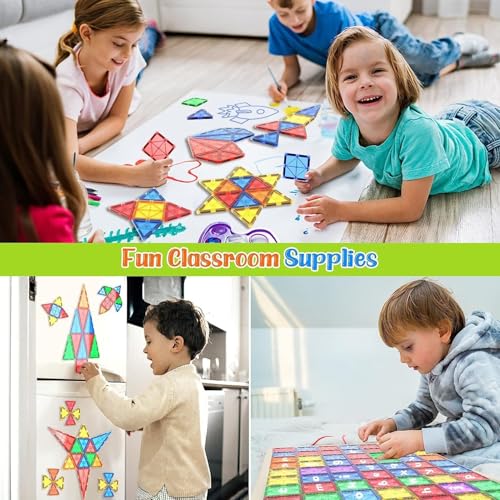 Image of ANVIE & ABEER Set of 21 Pcs Big (75mm) Magnetic Building Blocks for Kids, Educational Stacking Blocks for Boys Girls, Magnets Construction Toys, (Big Tiles Set of 21)