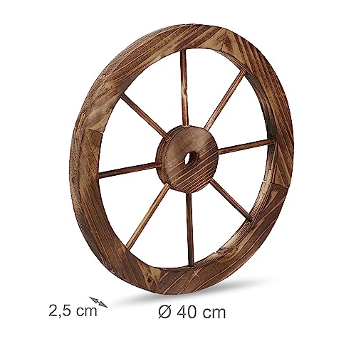 Roue décorative en bois Relaxdays (lot de 3) marron style rustique - 5