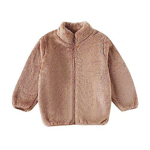 Toddler Boy Girls Sweatshirt Jacket Zipper Solid Color Plush Winter Coat Fall Winter Outwear Clothes
