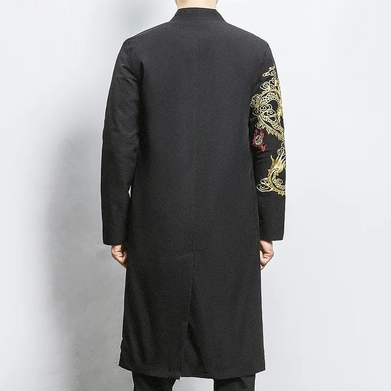 Chinese Style Long Windbreaker Jacket Men Streetwear Oriental Clothes Men Hip Hop Chinese Mandarin Jacket Coat2