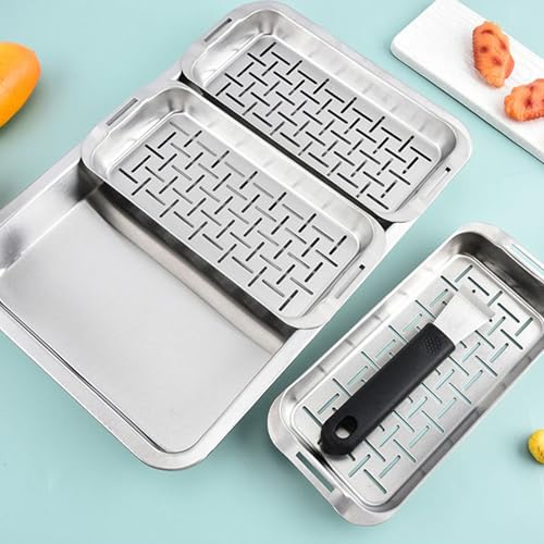 Grilling Vegetable Basket - Barbecue Cooking Basket Set | Rectangular Shape With Low Edge And Flat Bottom For Shrimp, Vegetables, Meats - Ideal For Beach, Picnic, Family Dining & C - Image 3