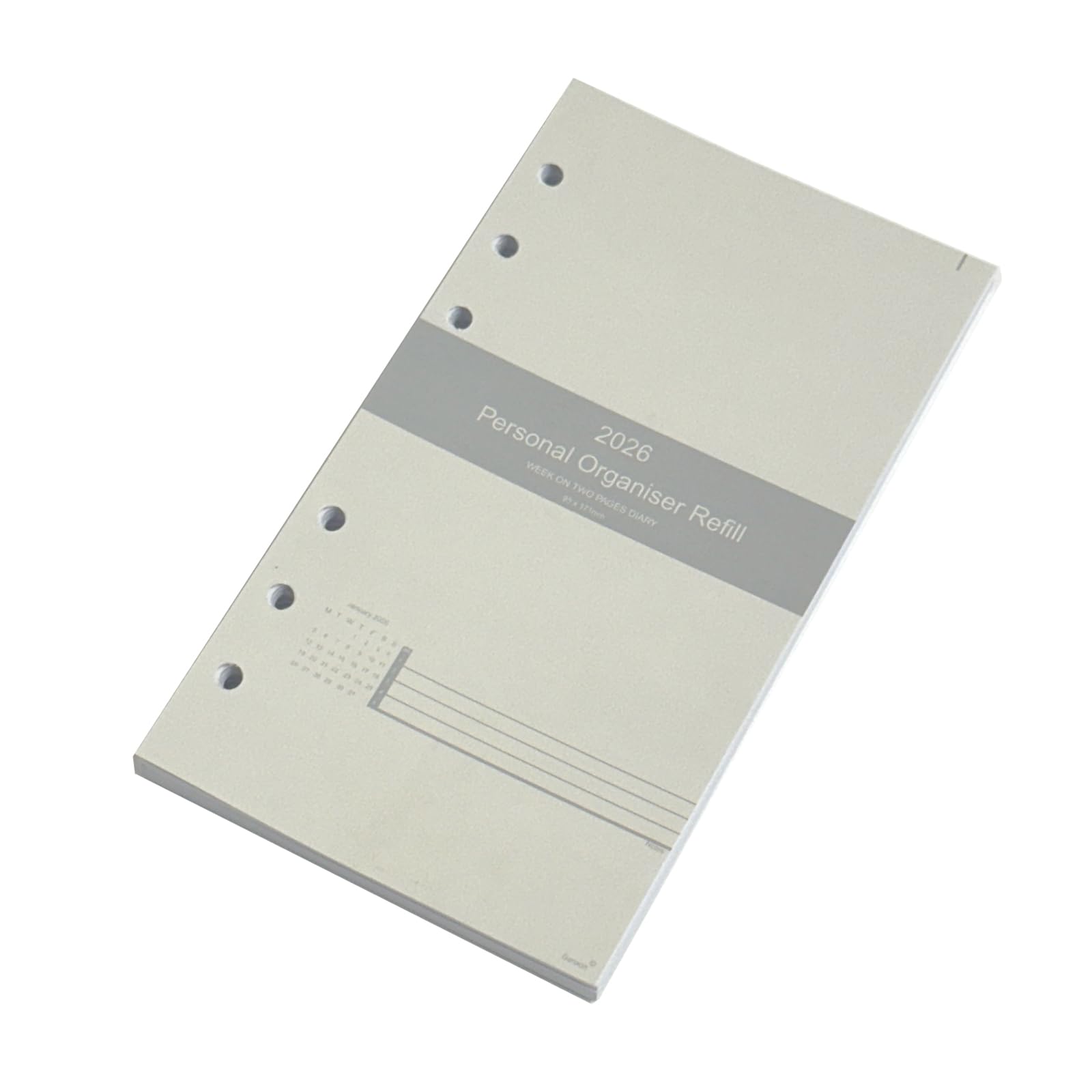 2026 Diary Refill Personal Size, Week on Two Pages, Compatible with Filofax Personal Organiser, 95 x 171mm