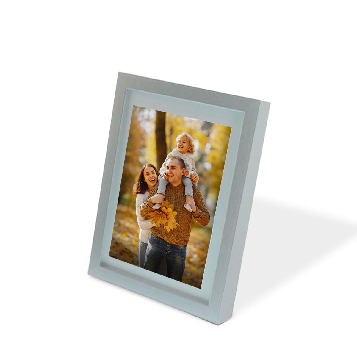 Aktual - Marco de fotos 30x40 cm color Plata hecho de madera MDF - Marcos de Fotos con panel de Cristal - Portafotos muy bonitos ideal para decoración - Contiene paspartú extraíble de cartón