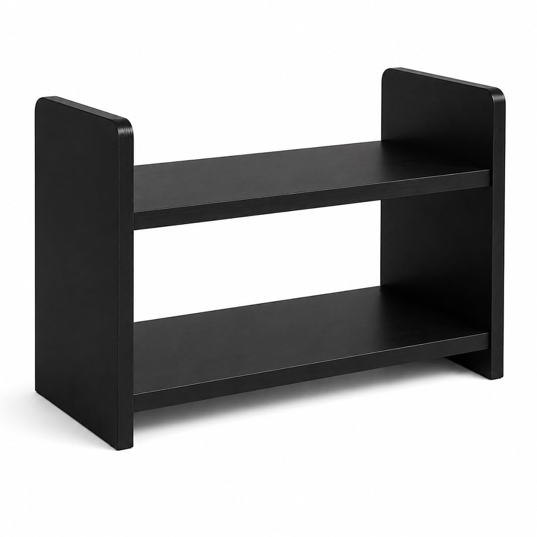 Shoe Rack for Home | 2 Tier Wooden Shoe Rack | Engineered Wood Shoe Stand | Open-Shelf Design, Entryway Organiser, Modern Black Finish, Compact & Spacious, Improved Ventilation-image-7