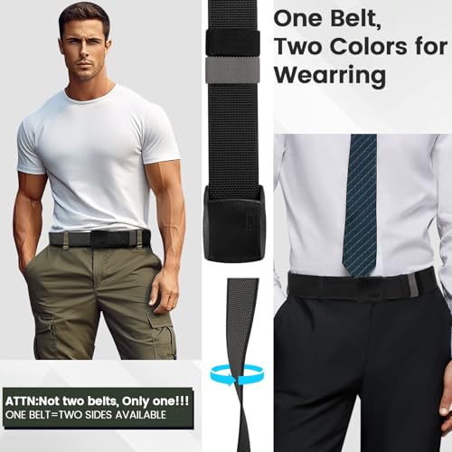 Reversible Nylon Web Belt with YKK Buckle, Metal-Free Airport Security, 49-59 Inch Adjustable Length2
