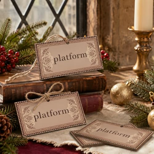 Image of Soulchen 12 Pcs Magical Wizard Party Decor Platform Hanging Christmas Ornament Gifts Vintage Platform Wood Hanging Sign for Xams Tree Room Office Home Birthday Party Supplies