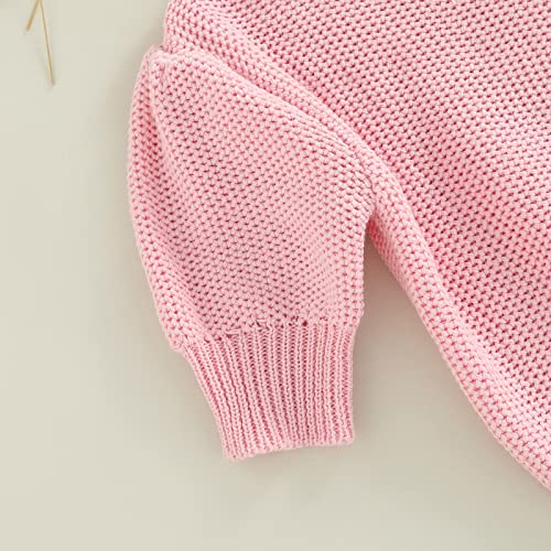 Baby Girl Puff Short Sleeve Sweater Knit Tops Toddler Infant Crew Neck Casual T Shirts Blouses Knitwear Summer Clothes (Pink, 3-4 Years) #TOP4