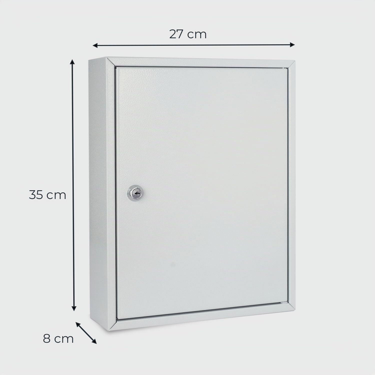 HMF Schlüsselschrank aus Stahl, abschließbarer Schlüsselkasten 42 Schlüsselhaken 35 x 27 x 8 cm Lichtgrau