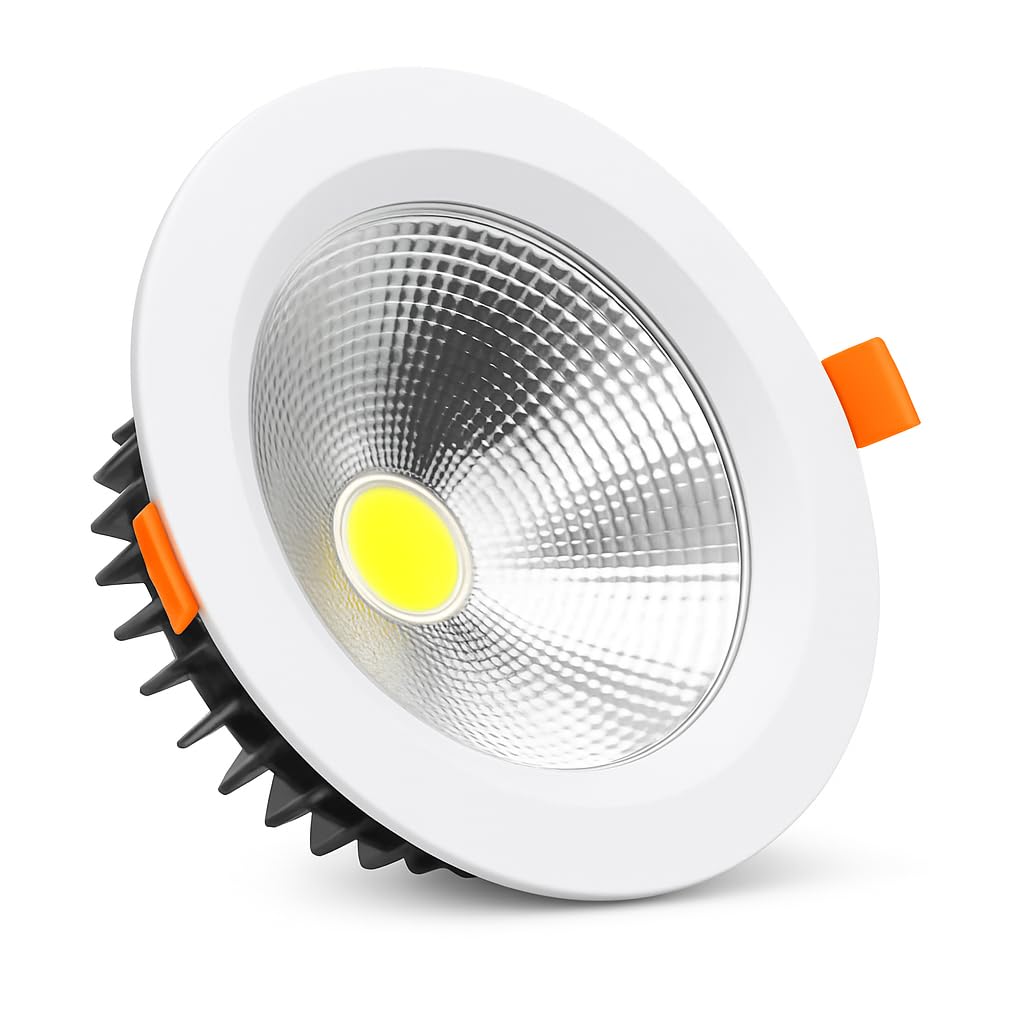 T&M LED Cob Led Downlight Spot Light 3inch 10W White Body Ceiling Light Recessed Lighting Fixture Bathroom Toilet Kitchen Commercial Lights (Warm white 3000K)