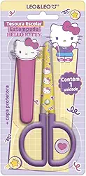TESOURA ESCOLAR ESTAMPADA COM CAPA HELLO KITTY - BLISTER C/ 1 UND LEO&LEO