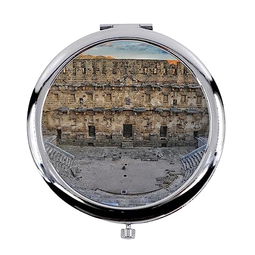 Fabulous Miroir de Poche en Métal - Theatre D'Aspendos en Turquie Monument Antique - (Diamètre 70 mm)