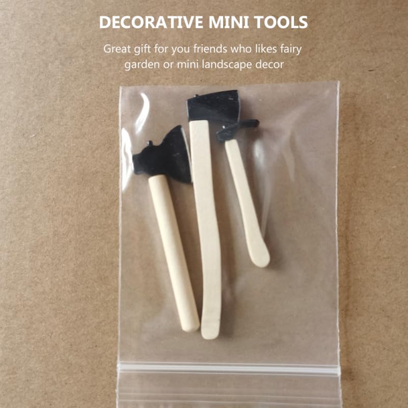 Alasum Mini Garden Tools Set Lightweight Metal Miniature Hatchet with Wooden Handles for Dollhouse Fairy Garden Accessories and Mini Landscape Decor - Image 3