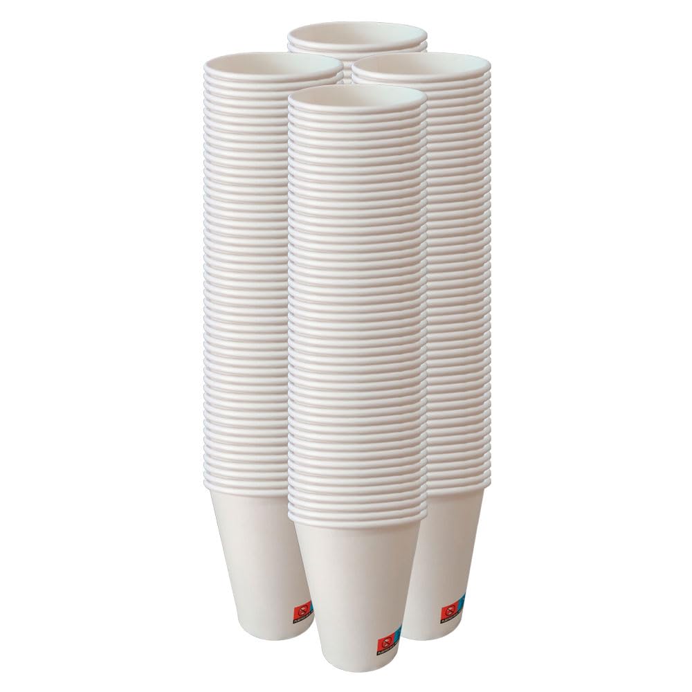 Vasos Desechables de Café Para Llevar - Vasos Cartón para Servir el Café, el Té, Bebidas Calientes y Frías (12 oz - 350 ml, Blanco) - Caja de 1.000 vasos