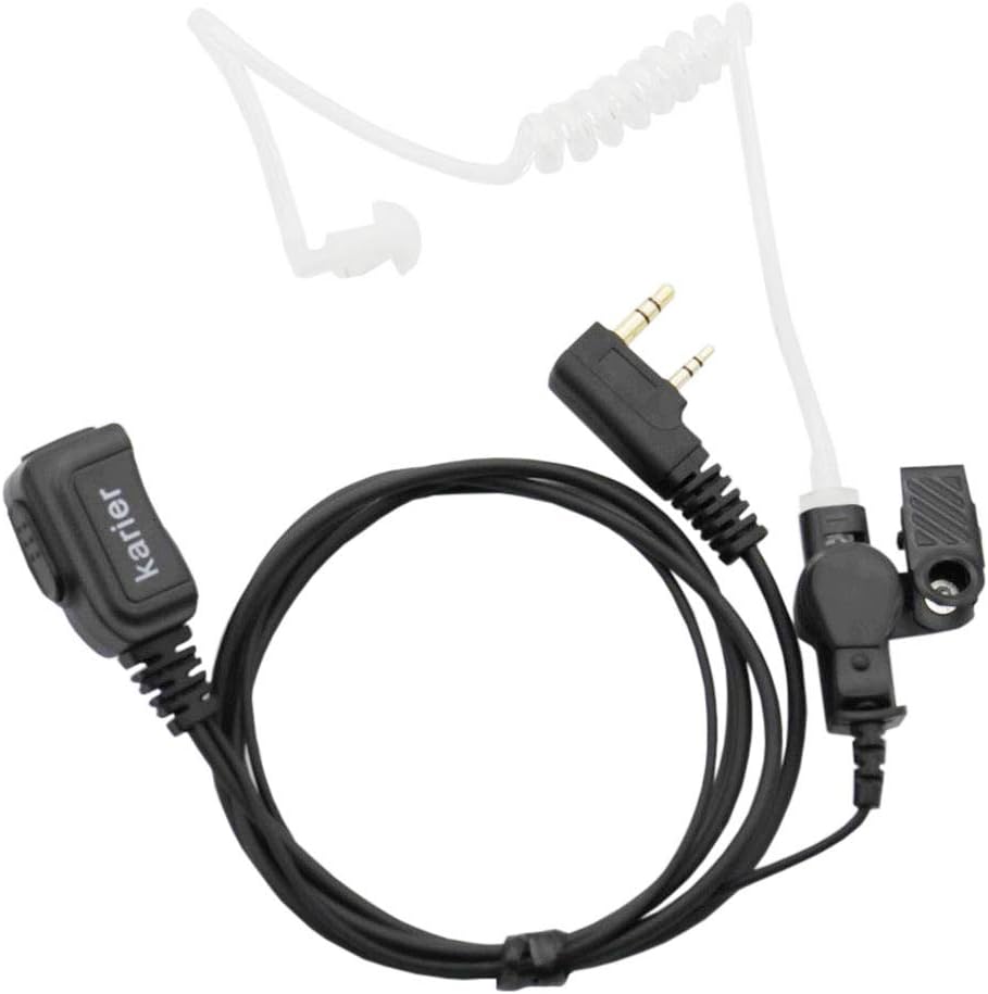 2 Pin Acoustic Tube Earpiece Headset with PTT Mic Compatible for Kenwood Radio TK260 TH-215 Baofeng UV-5R BF-888S Retevis H-777 RT21 (10 Pack)