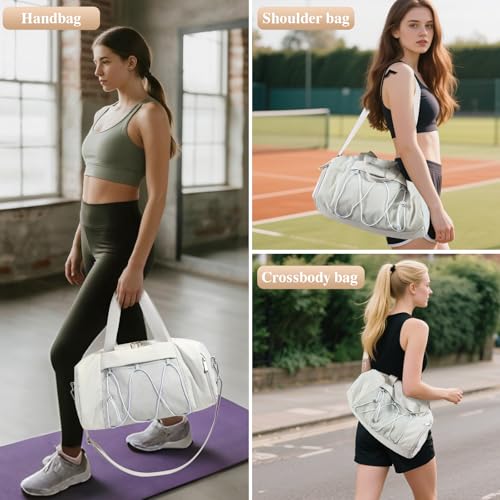 Small Gym Bag for Women, Travel Duffle Bag Carry On Weekender Bag with Shoe Compartment Overnight Gym Tote Personal Item Bag for Men2