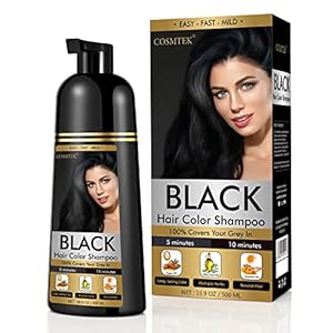 Black Hair Dye Shampoo Permanent for Men&Women,Hair Color Shampoo for Gray Hair Coverage and Beard,3-In-1 Shampoo for Color Treated Hair,Lasts 30 Days/500ml/Ammonia-Free/Natural herbal