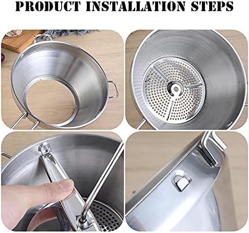 Strainer - Stainless Steel Food Mill with 3 Inserts | Manual Feeder Through Mill for Food Mills Vegetable Machine | Jam Machine for Fruit, Vegetables, Purees
