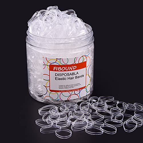 1500 Pieces Clear Rubber Hair Bands Hair Elastics Ties with Free Box for Girls Hair (Clear)