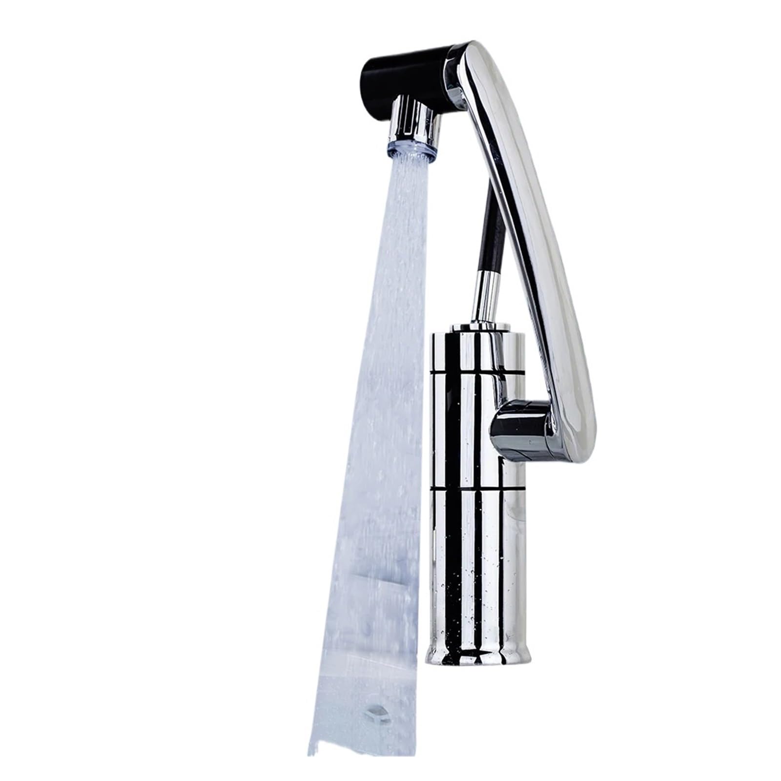 Grifo para lavabo de baño monomando giratorio para lavarse la cara cómodamente con luz LED