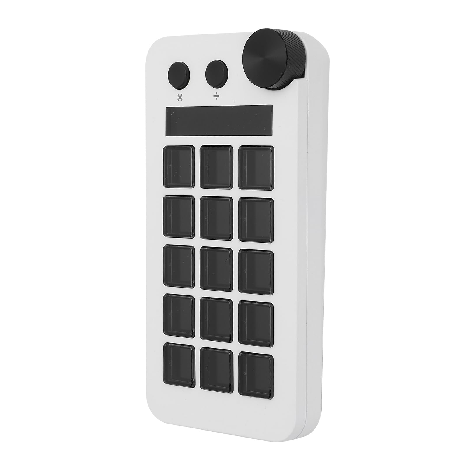 Controlador de Estudio con 15 Claves, Controlador de Transmisión con Perilla, Diseños Visuales Personalizables y Macros para Software de PC, Activando Acciones en Aplicaciones (BLACK) (WHITE)