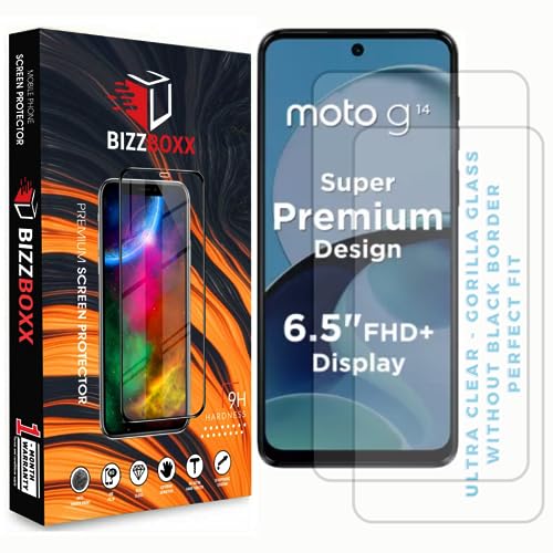 Image of Compatible With Motorola g14 Tempered Glass | MOTO g14 | DuraGlass & Anti Explosion | Full Screen Coverage-Edge to Edge | 9H Hardness | With easy Installation Kit (Pack of 2)