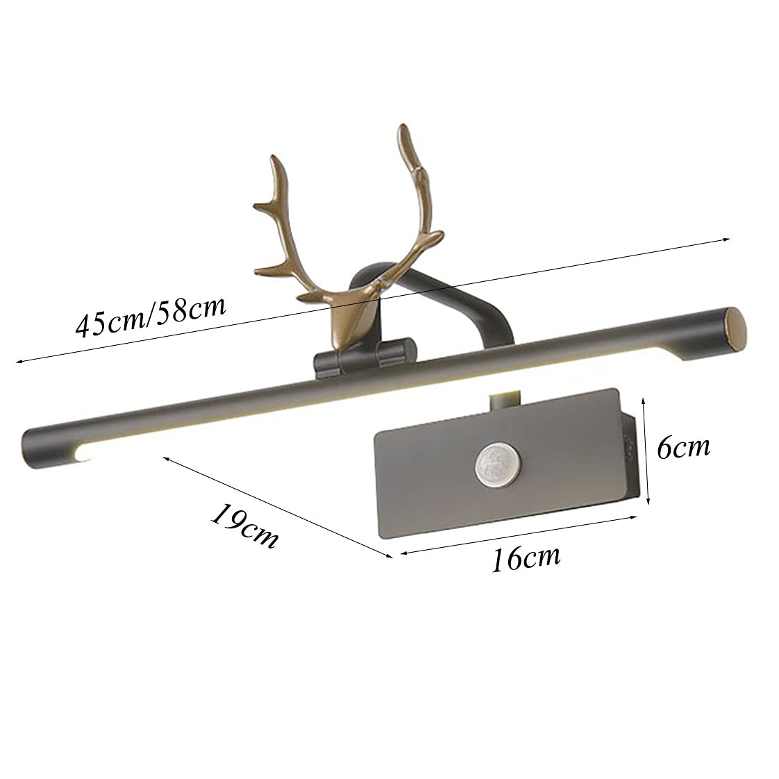 Luz espejo baño, luz espejo LED con sensor movimiento, luz pared gabinete tocador cromada iluminada, IP44 impermeable fácil instalación para maquillaje imagen tocador lavado