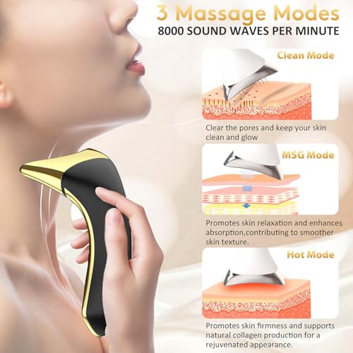 Image of Neck and Face Sculptor with 7-in-1 Led for Skin Care,Water Resistant True Beauty Glow Facial Massager (Black-Gold)