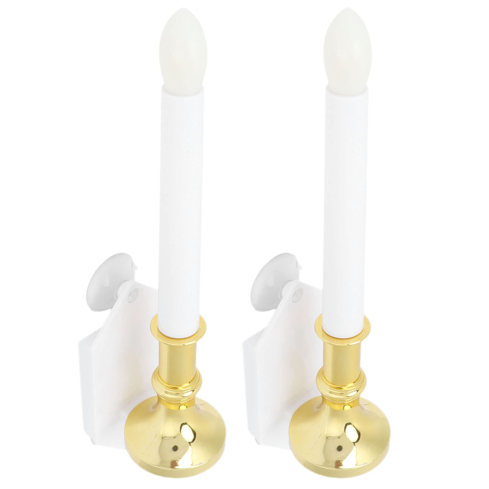 Muiltvoe Pack of 2 Solar Flameless Candles, Tapered Candles, Window Candles Lights with Suction Cups, LED Candle, Outdoor Light
