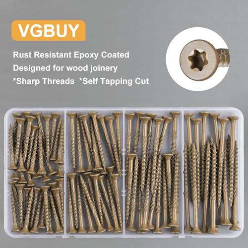 90pcs deck screws 810 wood screws assortment kit heavy-duty exteriorstar drivebronze 1-12342342-1234334t25 star bit