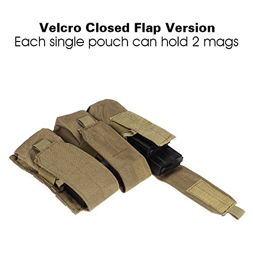 Outry M4 M16 Ar-15 Type Magazine Pouch Mag Holder - Triple/Double/Single Airsoft Molle Mag Pouch - Velcro Closed Flap Version - Triple - Tan/Coyote Brown #TOP1