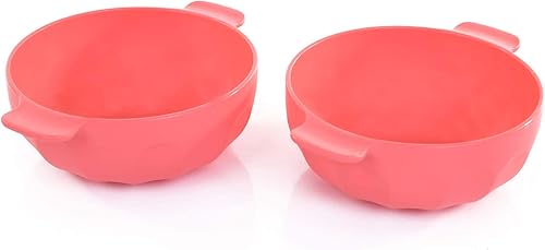 Miniatura 3 de Mintra - Tazón de plástico irrompible colorido, 4 unidades, (pequeño con asas, 18.6 fl oz, salmón) - (parte de un juego) - Helado, ensalada,