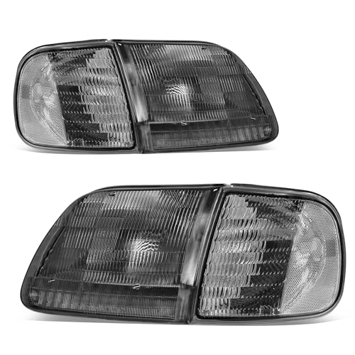 Image of OEDRO Halogen Headlights Replacement w /Corner Parking Set Compatible with 1997-2003 Ford F150 / 97-02 Expedition Smoke Lens Left+Right