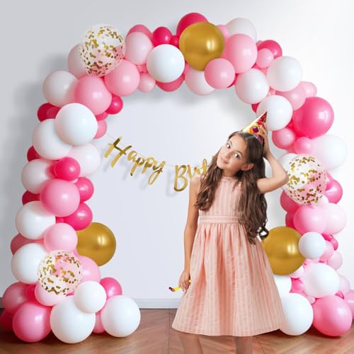 Image of Party Propz Happy Birthday Decoration Items for Girl - Set of 54 Pcs Pink Balloons for Decoration | Birthday Balloons For Decoration | Happy Birthday Balloon | Happy Birthday Banner (Cardstock)
